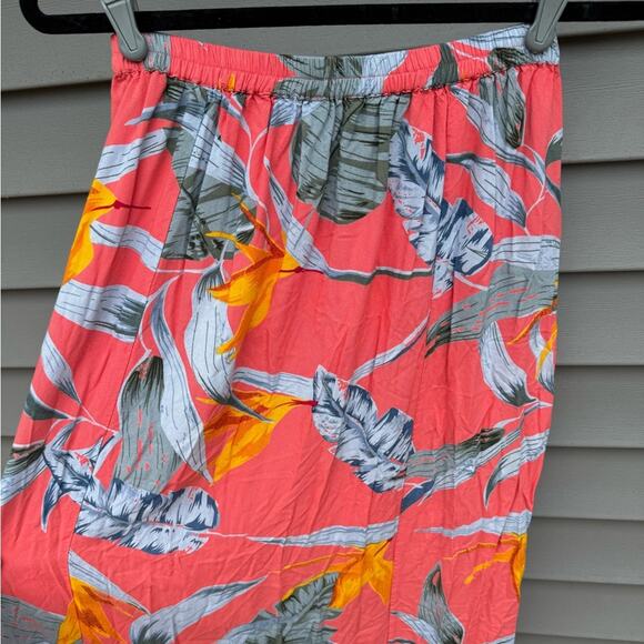 Patrons of Peace size M Tropical Floral Hawaiian Maxi Skirt w/Slits - Coral - Picture 6 of 9